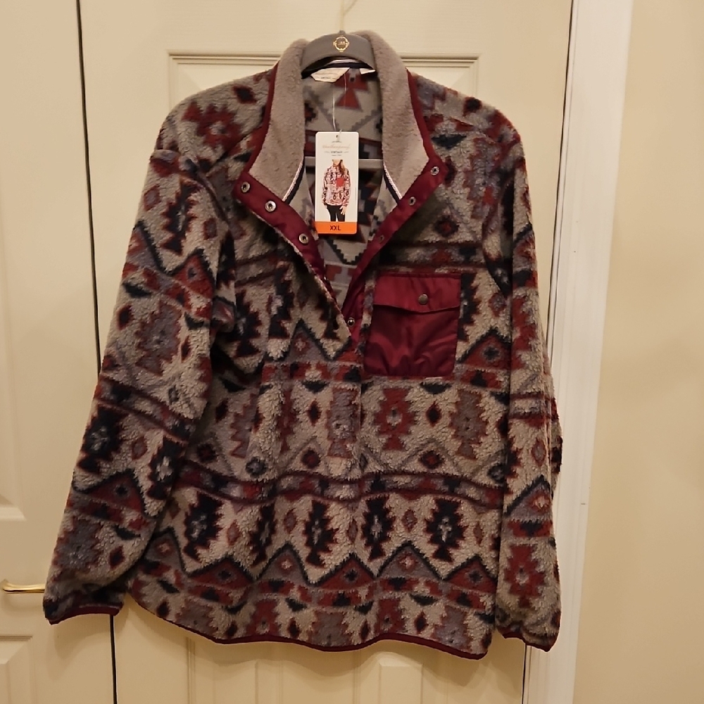 Patterned Gray and Burgundy Women's Jacket